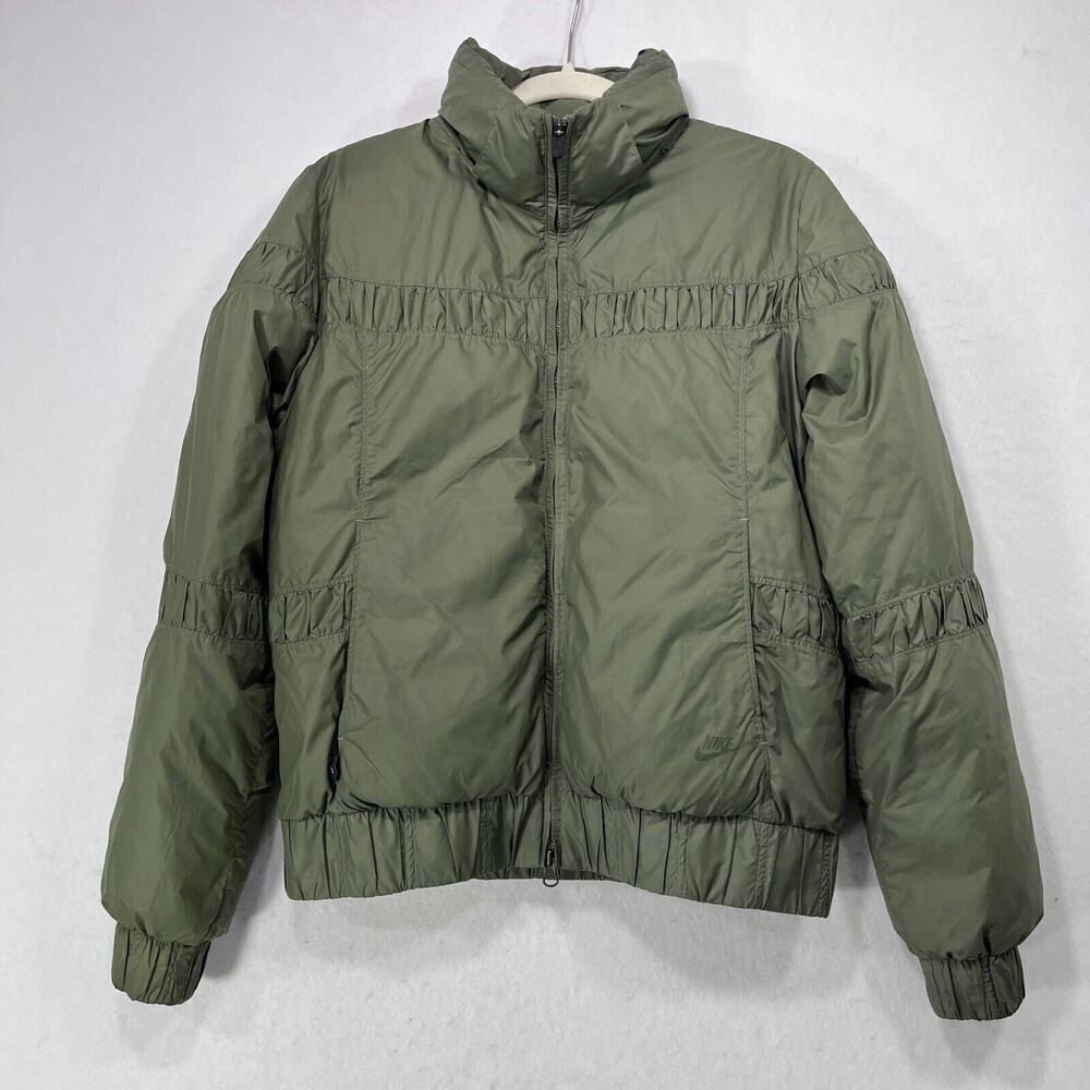 Nike Jacket Women M Green Puffer Goose Down Feather Quilted Sportswear Gorpcore